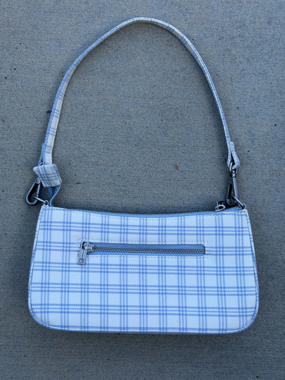 Brandy Melville Blue Plaid Canvas Shoulder Bag Purse Y2K Aesthetic